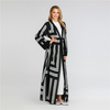 European And American Muslim Striped Loose Lace Cardigan Robe Women