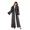 European And American Muslim Women Plaid Loose Long-sleeved Lace Robe 
