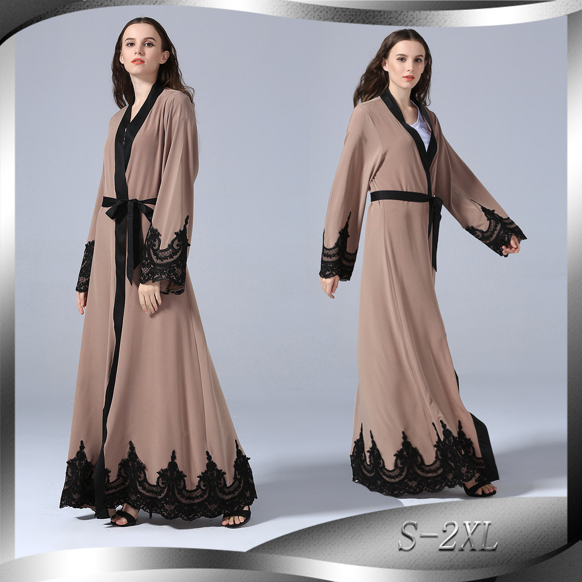 Fashion Embroidered Robe Turkish Casual Cardigan Islamic Long Cardigan Dress