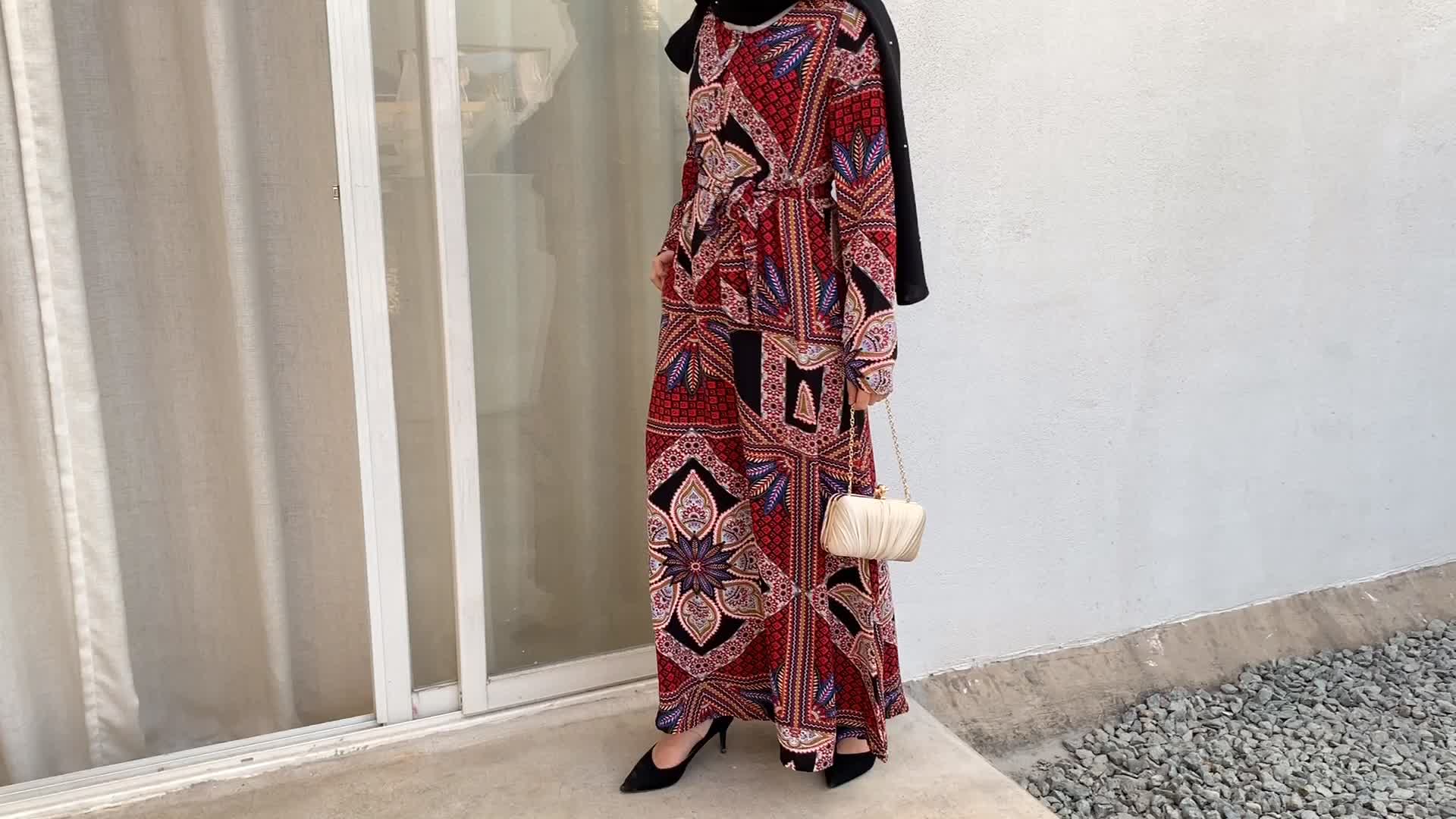 Arab Fashion Hui Long Dress Loose Big Size Retro Long-sleeved Muslim Dress