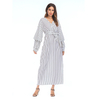 European And American Muslim Fashion Fashion Plus Size Bow Loose Waist Long-sleeved Dress