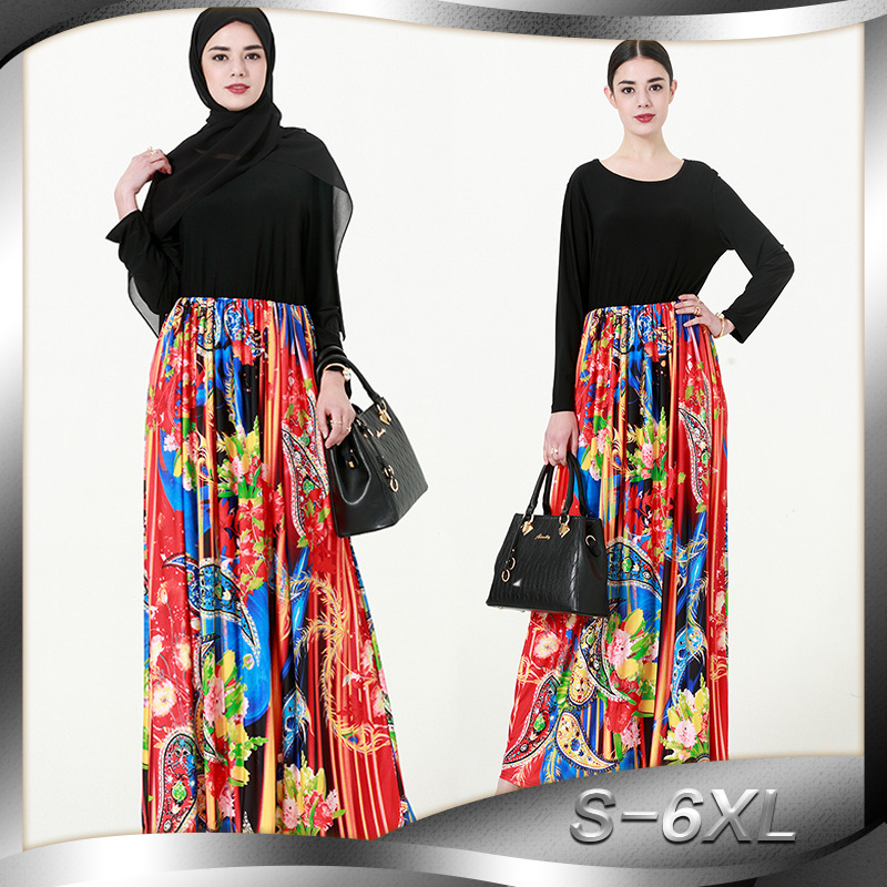Hot Selling Fashion Women's Long-sleeved Bottoming Plus Size Waist Double Pocket Dress Fashion Abaya