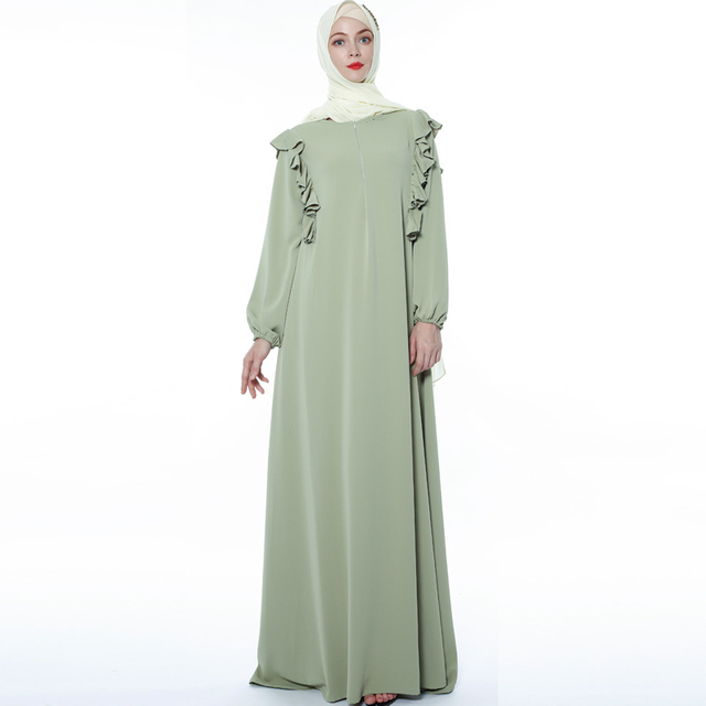 NEW wood ear casual dress ins Muslim robe female islamic abaya
