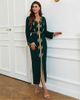 Hand-stitched V-neck Rhinestone Robe Middle Eastern Party Festive Dress Abaya