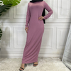 2022 Arab Solid Color Long-sleeved Dress Women's Foreign Trade Bottoming Shirt