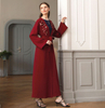 Modest Fashion Dark Red Best Selling Islamic Muslim Robe Maxi Dresses Loose Open Abaya