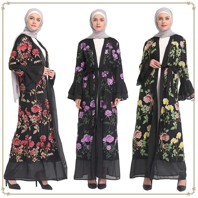 Dubai Maxi Dresses Couture Modest Fashion Islamic Muslim Open Abaya