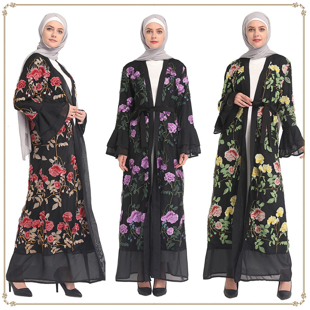 Dubai Maxi Dresses Couture Modest Fashion Islamic Muslim Open Abaya