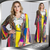 AliExpress Amazon Hot Selling Fashion Women's Color Printed Long Dress Abaya