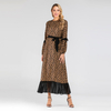 Middle Eastern Fashion Leopard Print New Muslim Dress Chiffon Stitching Large Swing Dress
