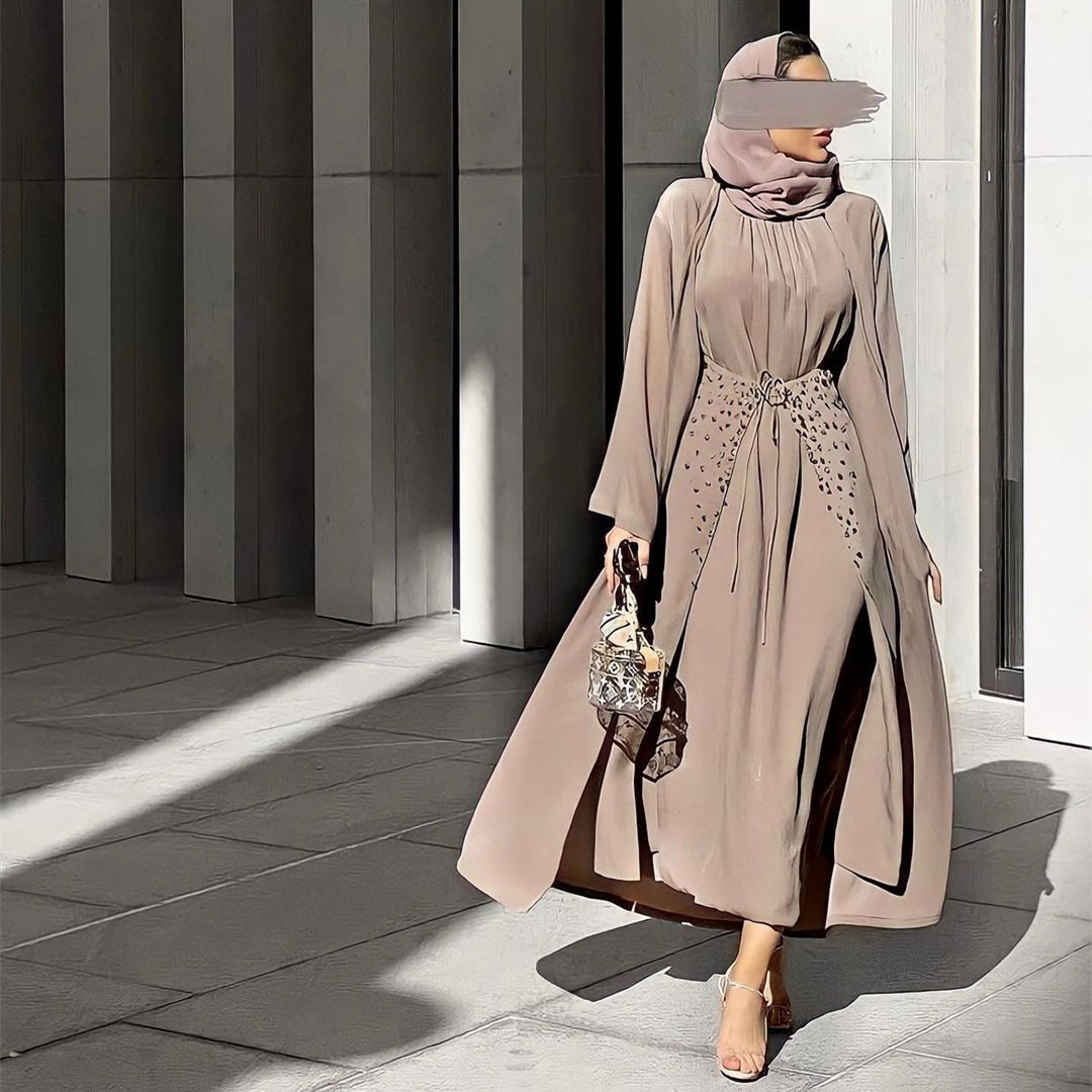 Arabic Style Three-piece Modest Fashion Islamic Dress Cheap Muslim Maxi Dresses Modern Abaya