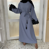 Islamic Turkey Dubai Hot Sale Fashion Muslim Dress Long Sleeve Lace Patchwork Dress
