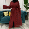 European And American Muslim Three-dimensional Flower Mesh Loose Lace Long-sleeved Cardigan Robe Women