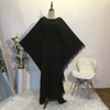 Cross-border Fashion Stitching Feather Elegant Loose Muslim Robe Bat Sleeve Plus Size Women's Dress