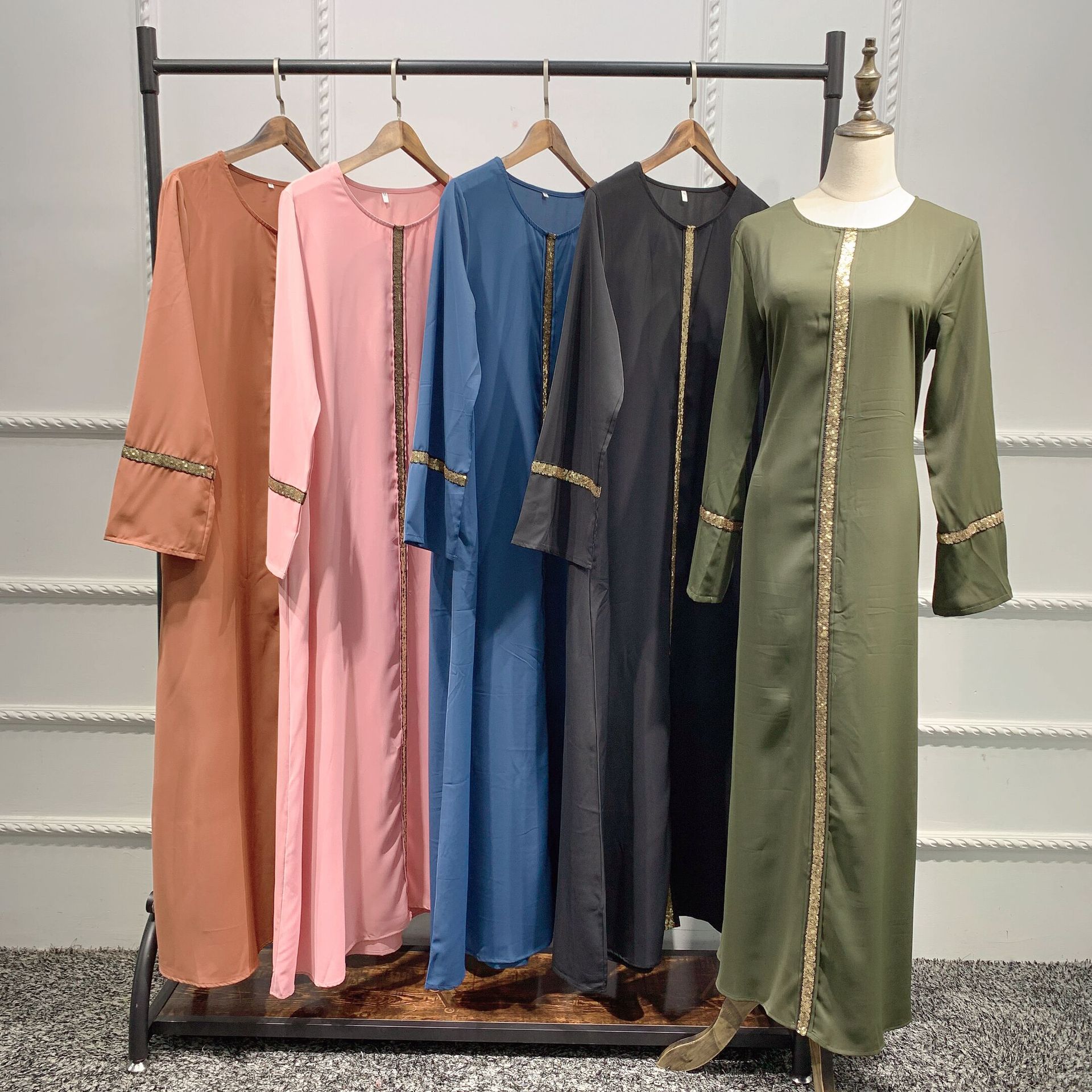 Islamic Modest Muslim Modern Dubai Arabic Latest Fashion Lady Maxi Dresses Open Abaya