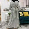 European And American Muslim Fashion Plus Size Women's Pile Sleeves Slim Dress Long Skirt