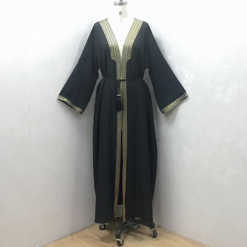  Bat Sleeve Morocco Abaya Caftan Jalabiya Muslim Kaftan Modest Burka Turkish Kimono Islamic Clothing 2022 Thobe Dubai Arab Prayer Women Maxi Dress Open Abaya
