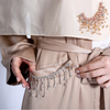 Ramadan Pure Color Wide Cuff Satin Cardigan Lace-up Tassel Diamond Pocket Dubai Middle Eastern Robe Female Cross-border