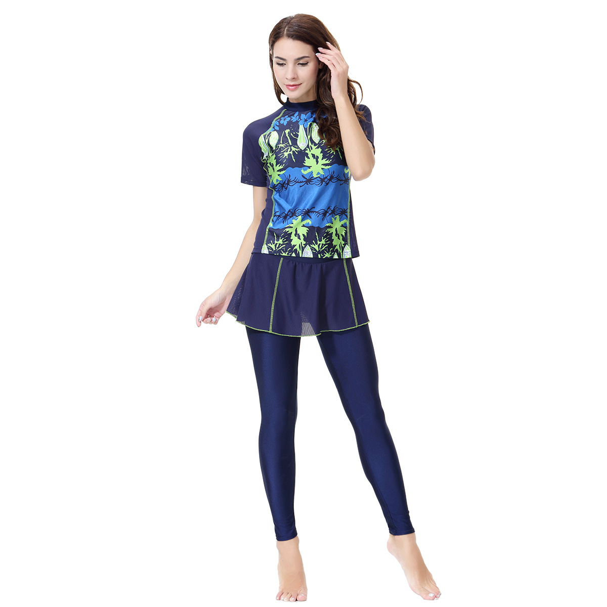  Full Cover Swimwear Women Sportswear Islamic Clothing Fabric 2021 Sportswear Fashion 3 Pieces Muslim Modest Swimwear Swimsuit Burkini