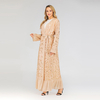 Middle Eastern Fashion New Style Women's Lace Cardigan Robe Leaf Embroidered Muslim Sequined 