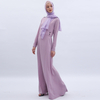 Pure Color Slim Muslim Women's Islamic Robe Elegant Professional Dress Purple