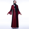 Muslim Trumpet Sleeve Ethnic Style Long-sleeved Cardigan Hit Color Open Abaya Spot One Drop Shipping