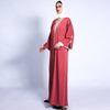 INS New Card White Ribs with Muslim Women's Solid Color Loose Waist Cardigan Abaya Cross-border 1307