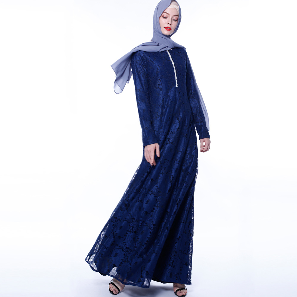Arab Women's Clothing Lace Muslim Women's Long Skirt Summer Middle East Dress Abaya Dress Wholesale Cross-border