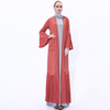 European And American Spring And Summer New Dresses Pleated Flared Sleeves Stitching Muslim Women's Lace-up Outer Wear Kimono