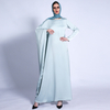Winter Unilateral Bat Sleeve Retro Solid Color Dress Muslim Women's Loose Waist Long Skirt Abaya