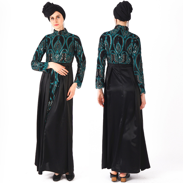 Sequins Islamic Loose Robe Arabic Plus Size Modest Fashion Muslim Maxi Dresses Abaya