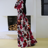 2022 AliExpress Amazon Women's Fashion Print V-neck Slim Long Sleeve Muslim Dress