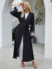 Cross-border Source of Fashion Women's Mesh Fabric Stitching Hot Drilling Muslim Cardigan Robe