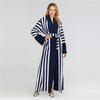Foreign Trade Women's Clothing New Style Stripe Design Long-sleeved Simple And Simple Muslim Abaya