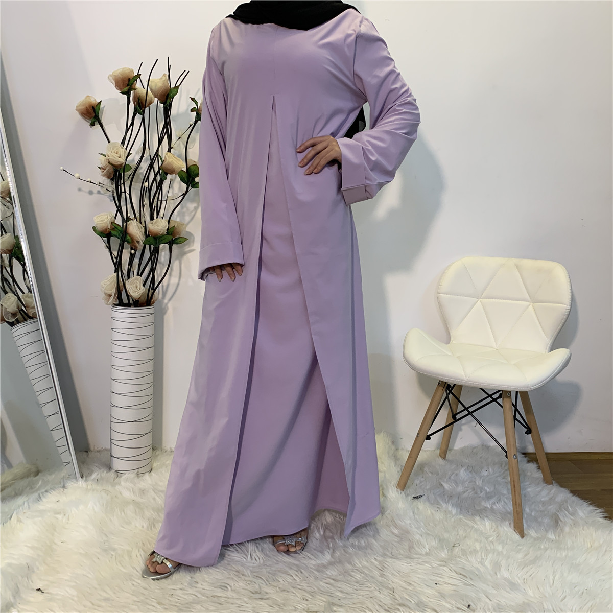 AliExpress Fashion Women's European And American Fake Two-piece Robe Dress Bandage And More Wear French Middle East Dubai 
