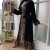 New Women's Leopard Print Stitching Fashion Abaya Cardigan Robe Kimono 