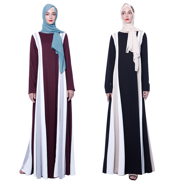 Turkey Ramadan New Fashion Stitching Long Skirt AliExpress Plus Size Loose Dress in Stock