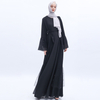 Nida Black Arabic Robe Cardigan Women Beaded Mesh Open Abaya