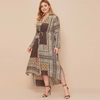 Muslim Arab Fashion Hui Long Coat Loose Large Size Paris Bead Retro Long Sleeve Robe