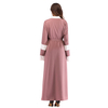 European And American Muslim Robe Hot Sale Stitching Striped Long Skirt Women with Turban Middle Eastern Arab Cardigan