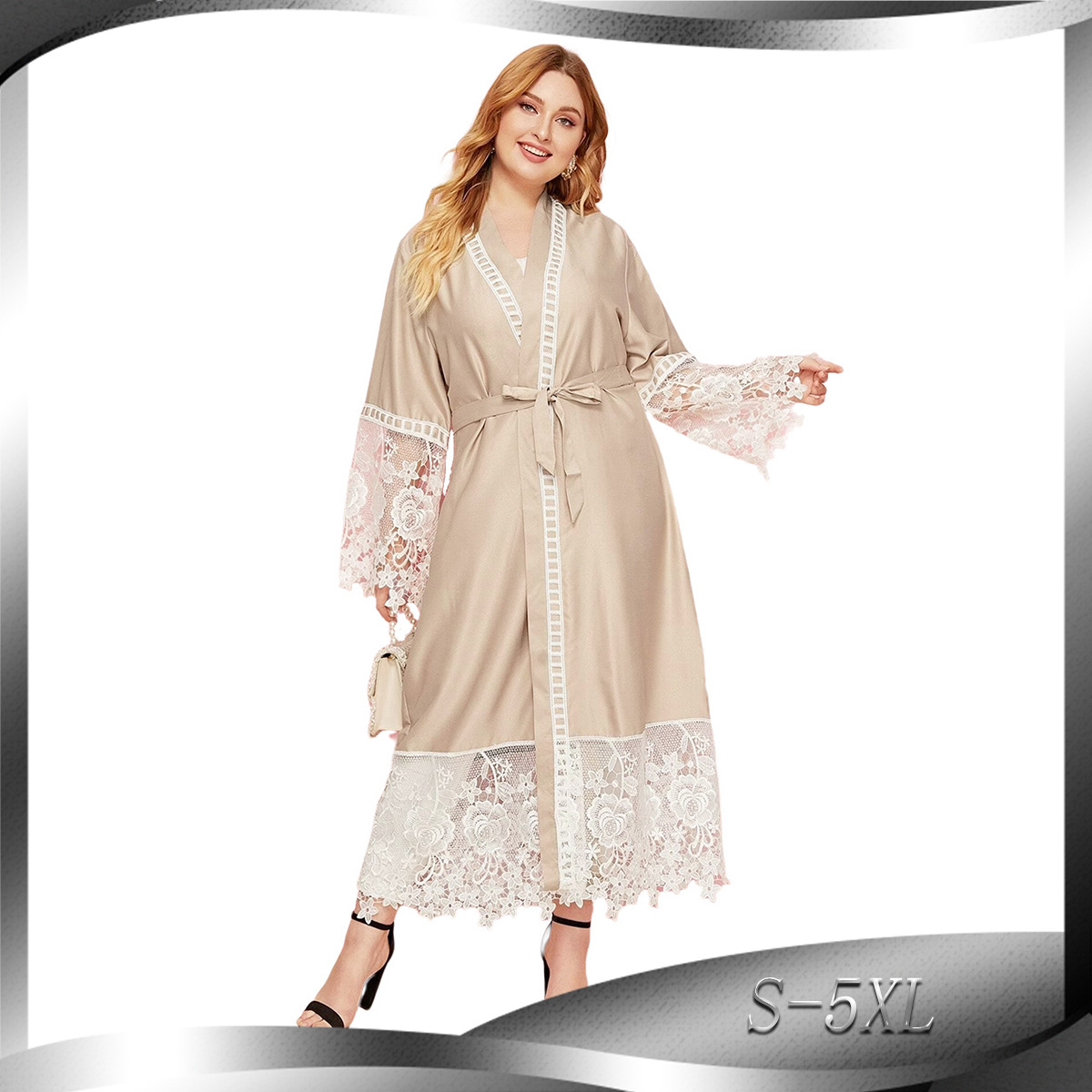 Amazon AliExpress Hot Sale Fashion Women's Embroidered Cardigan Robe