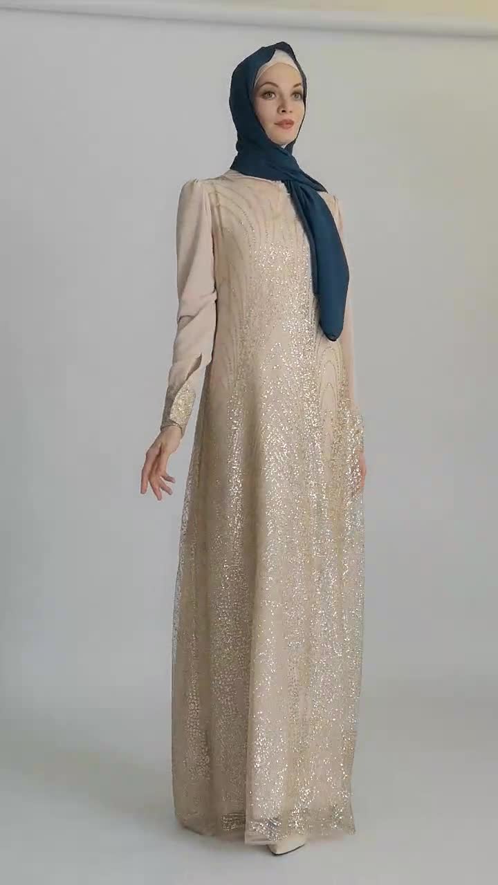 Ramadan Cross-border Dubai Dress Bronzing Mesh Muslim Women's Long Skirt Breathable Summer A-line Skirt on Behalf of Hair