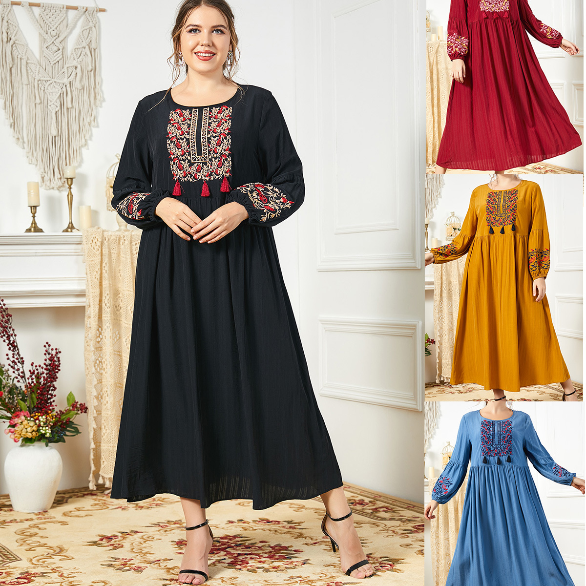  Plus Size Prayer Jalabiya 2022 Dubai Women Arabic Islamic Clothing Muslim Kaftan Jilbab Modern Thobe Modest Burka Burqa Maxi Dress Abaya