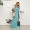 2022 Arab Flower Embroidered Tassel Elegant Muslim Middle Eastern Blue Jacket