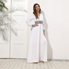 2022 New Middle Eastern Simple V-neck High Waist Shows Thin And Elegant Temperament Muslim Long Dress Abaya