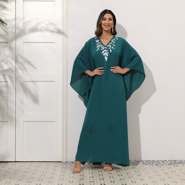 2022 New Plus Size Loose Casual Muslim Arab Robe Abaya