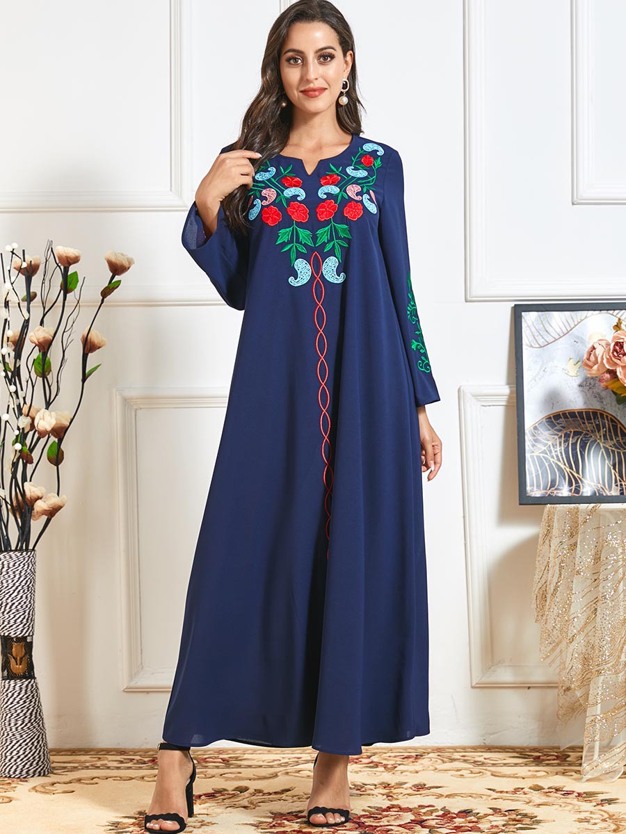  Borka Vetement Femme Prayer Clothes Vêtements Dubai Turkish Embroidery Women Modest Kebaya Maleisie Islamic Clothing Robe Femme Musulman Maxi Dress Abaya