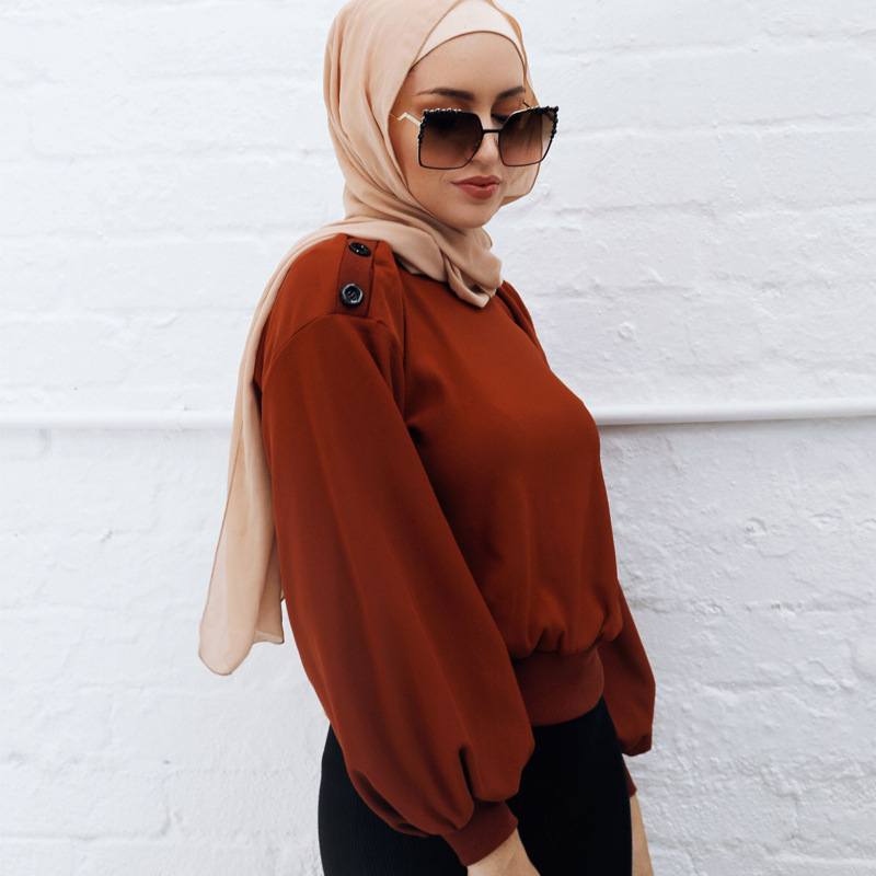 Dubai 2022 Casual Women Modern Malaysia New Arabic Design Islamic Modest Shirt