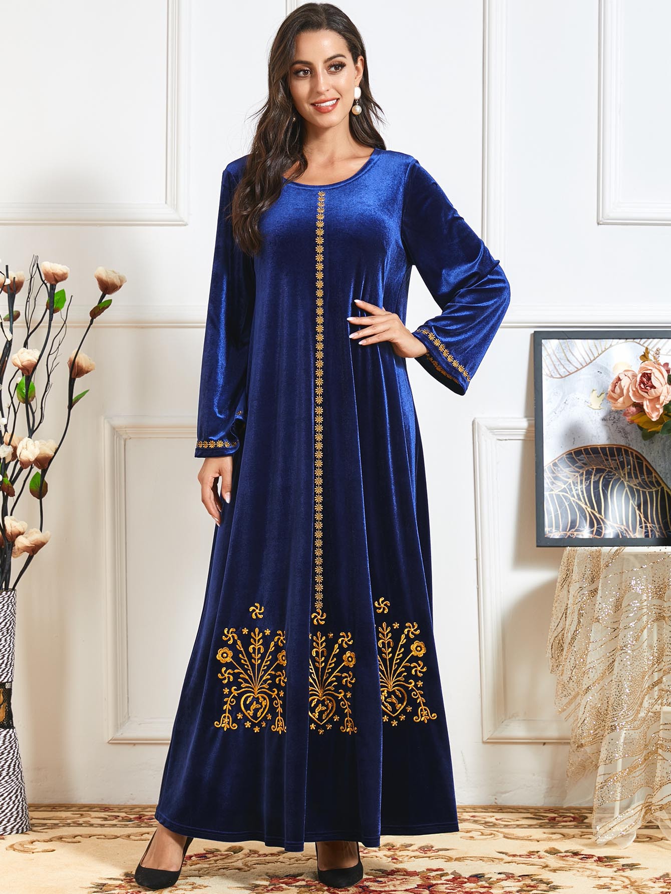  Women Vêtements Vetement Femme Prayer Clothes Embroidery Borka Robe Femme Musulman Dubai Kebaya Maleisie Islamic Clothing Turkish Modest Maxi Dress Abaya