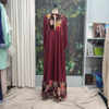 2022 Muslim Spring Elegant Elastic Cotton Arab Malaysian Soft Print Long Sleeve Round Neck Middle East Dress